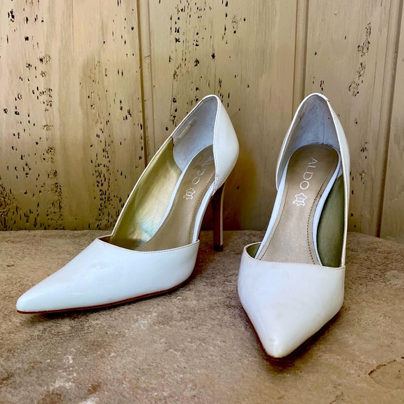 Aldo white high heeled shoes